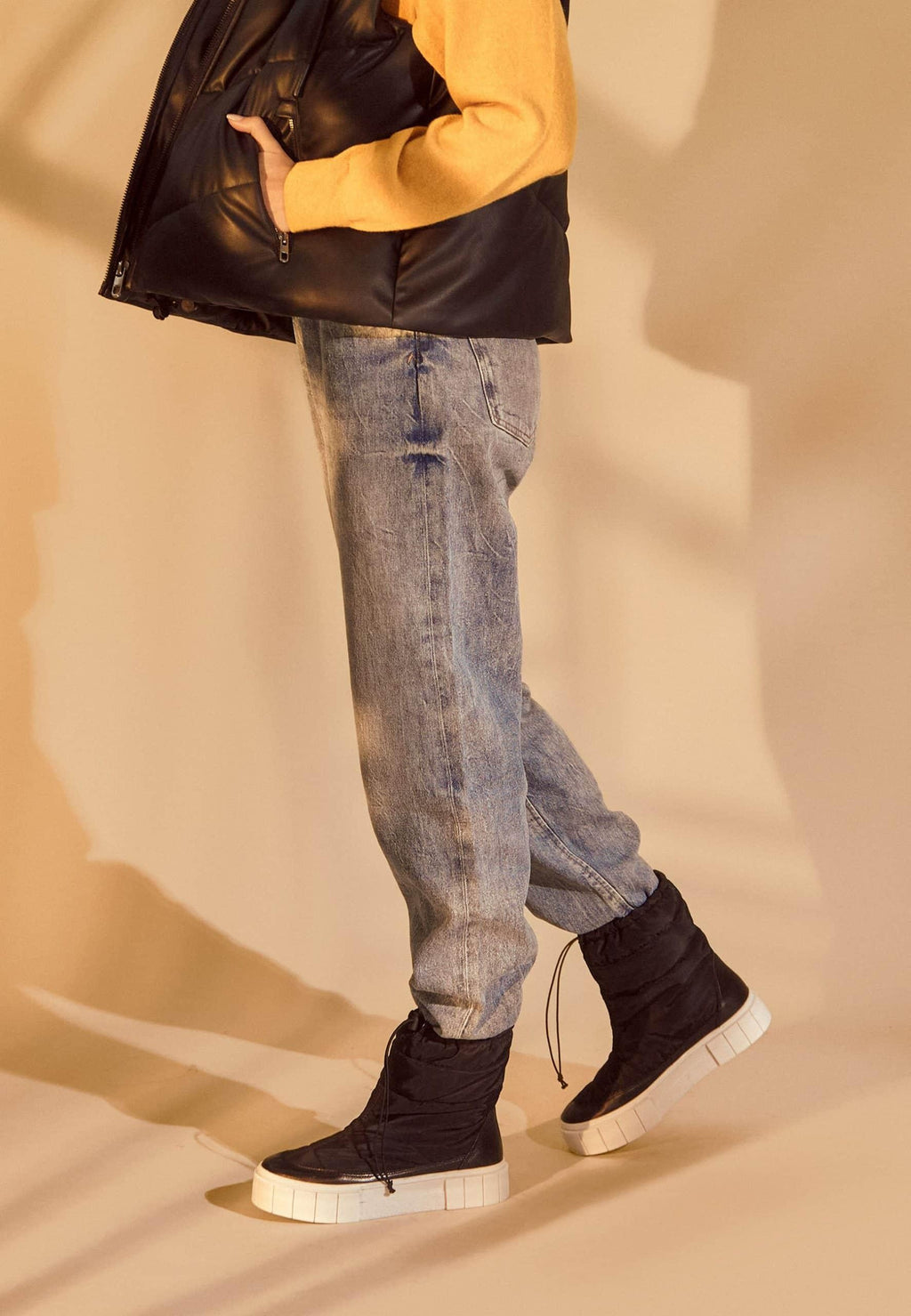 Bottes d'hiver en nylon noir Andira – Bottines chaudes et imperméables pour femmes